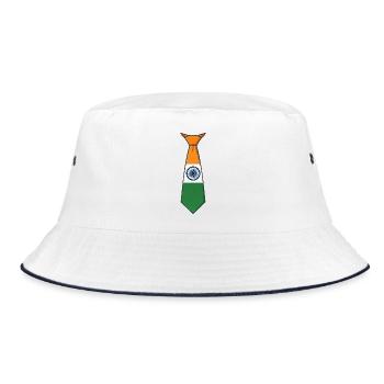 India Tie – Flag Design - Bucket Hat - white/navy - Front