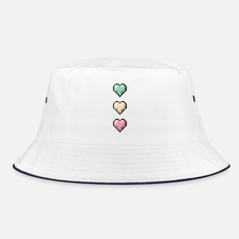 Retro Pixel Art Hearts Stack Bucket Hat