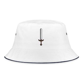 Schwert-Pixelkunst im Retro-Stil 8-Bit-Stil - Bucket Hat - Weiß/Navy - Vorne