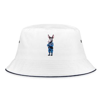 Donkey Policeman - Bucket Hat - white/navy - Front
