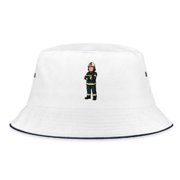 Feuerwehr Cartoon-Heldenlook - Bucket Hat - Weiß/Navy - Vorne