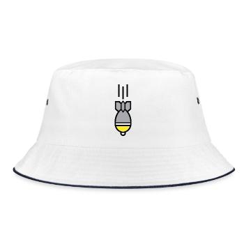 Granate – Schweizer Ikone - Bucket Hat - Weiß/Navy - Vorne