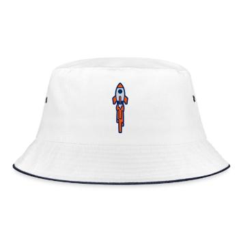 Launching Rocket Silhouette - Bucket Hat - white/navy - Front
