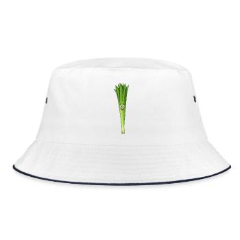 Leek Smile Face Cartoon - Bucket Hat - white/navy - Front