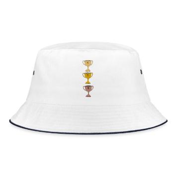Elegant Winner's Cup Illustration - Bucket Hat - white/navy - Front