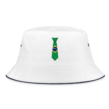 Brazil Tie – Flag Design - Bucket Hat - white/navy - Front