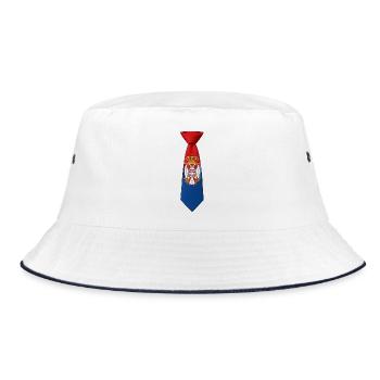 Serbia Tie – Flag Design - Bucket Hat - white/navy - Front