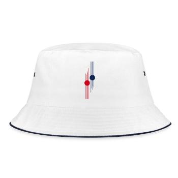 Red-Blue Geometric Pulse - Bucket Hat - white/navy - Front