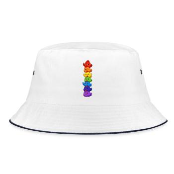  Rainbow Pride Chickens Gestapelt, Süßer Lgbtq - Bucket Hat - Weiß/Navy - Vorne