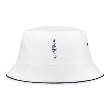 Filigraner Mond mit Tribal, moon Tattoo - Bucket Hat - Weiß/Navy - Vorne