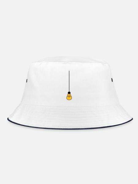 decke oben kabel haengen gluehbirne licht strom id - Bucket Hat - Weiß/Navy - Vorne