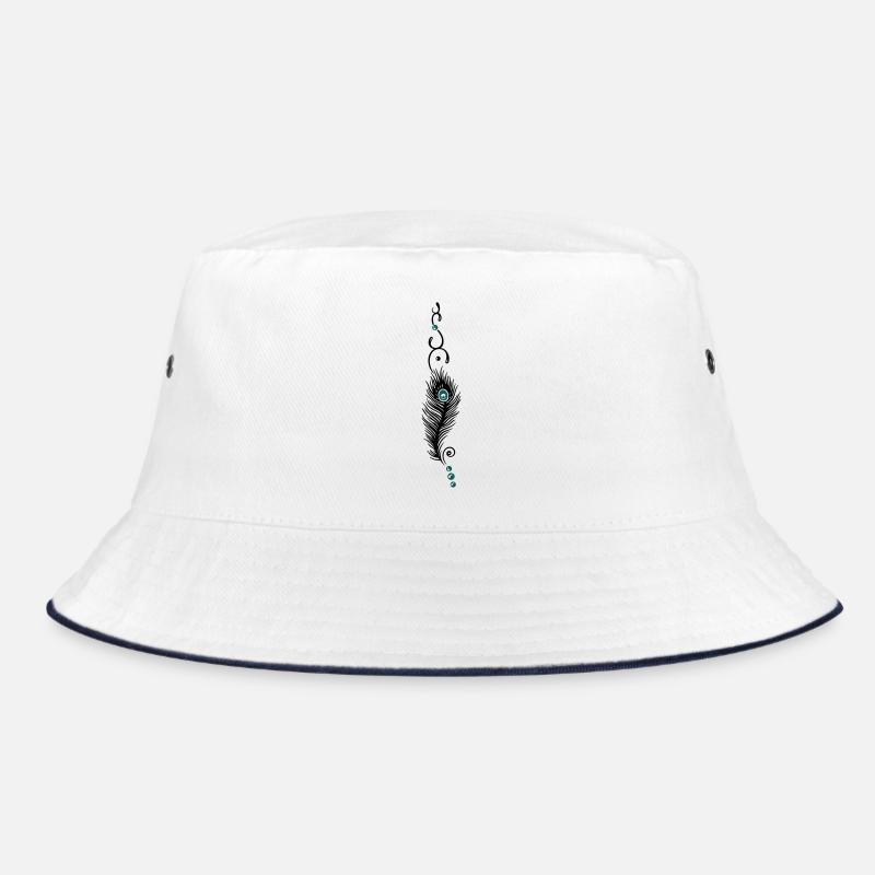 Feder, Pfauenfeder mit Tribal und Perlen Bucket Hat