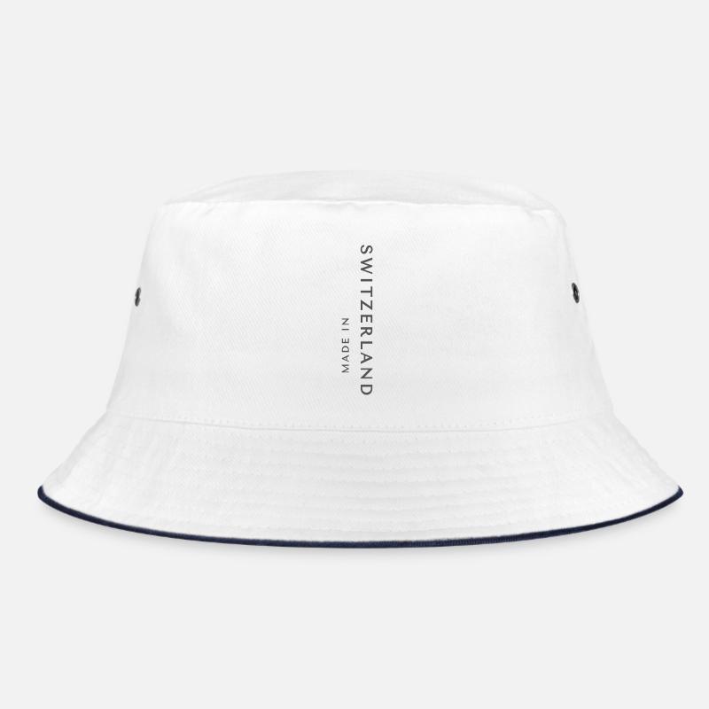 Made in Switzerland, Schweizer Stolz - Bucket Hat - Weiß/Navy