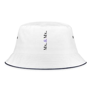 Mx. and Mx. Wedding Design in Vertical Type Stack  - Bucket Hat - Weiß/Navy - Vorne