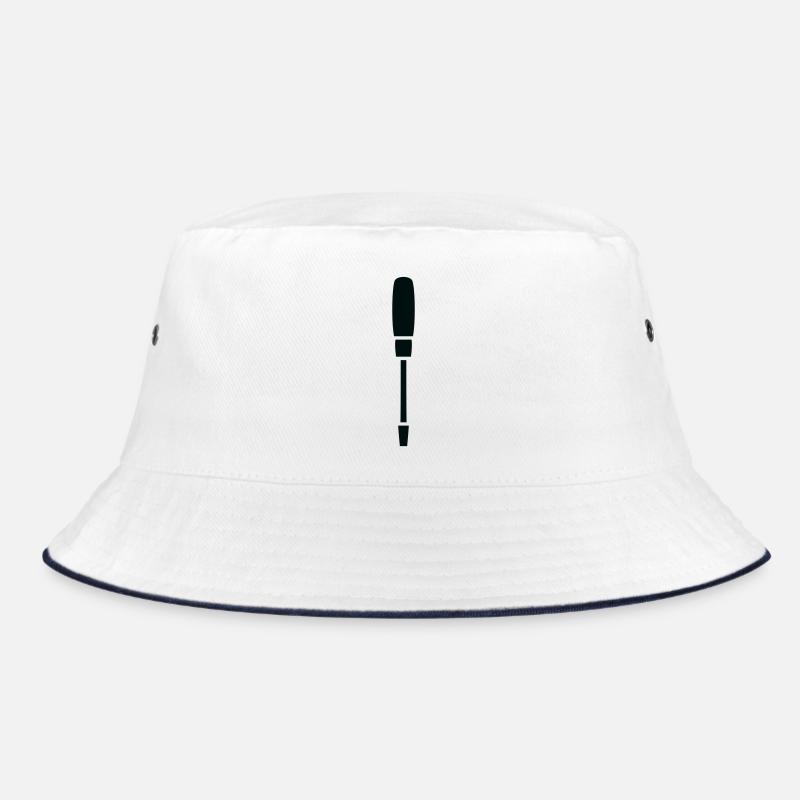 Minimalist Screwdriver – Tool Art - Bucket Hat - white/navy