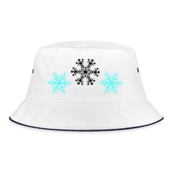 Schneeflocken - Bucket Hat - Weiß/Navy - Vorne