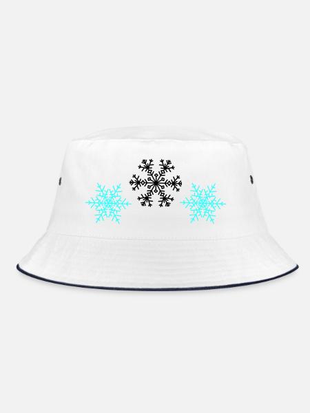 Schneeflocken - Bucket Hat - Weiß/Navy - Vorne