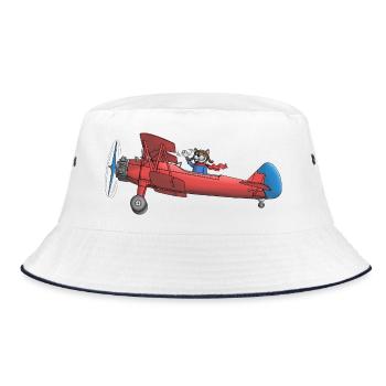 Plane children - Bucket Hat - white/navy - Front