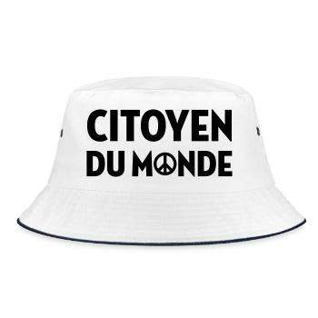 Citoyen du monde / People / Peace / Paix / Love - Bucket Hat - white/navy - Front