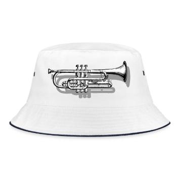 Trumpet with Shadow - Bucket Hat - white/navy - Front