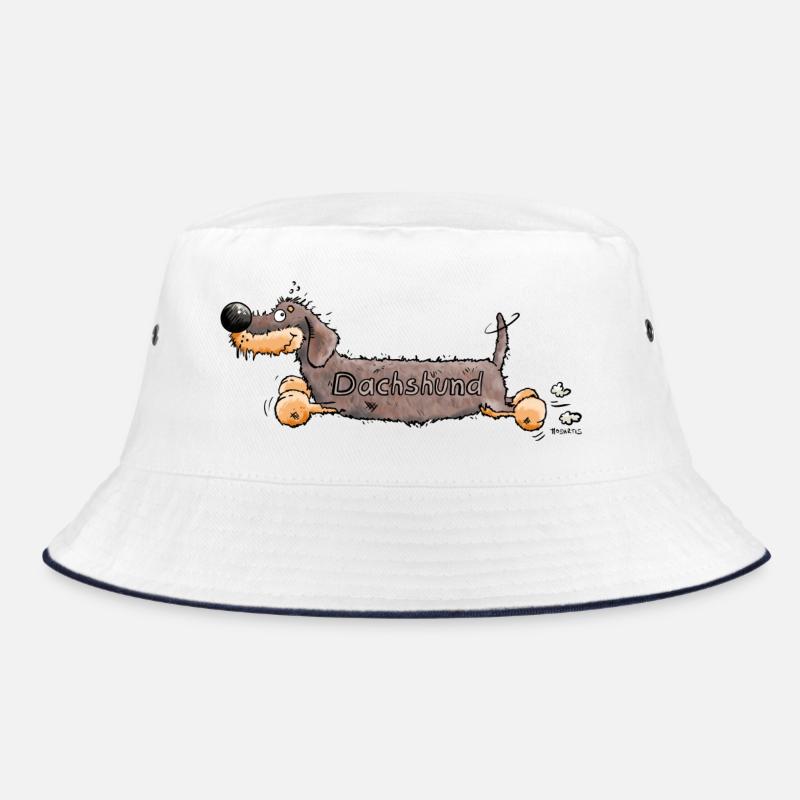 Cute Dachshund - Bucket Hat - white/navy