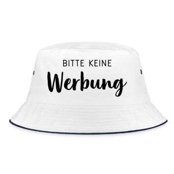 Bitte keine Werbung Aufkleber Briefkasten - Bucket Hat - Weiß/Navy - Vorne