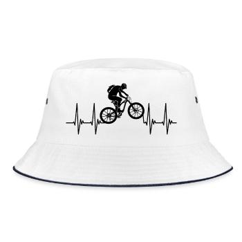 EGK; Fahrrad, Mountainbike, Herzschlag, ride bike - Bucket Hat - Weiß/Navy - Vorne