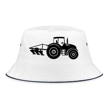 Tractor with plow logo farm - Bucket Hat - white/navy - Front