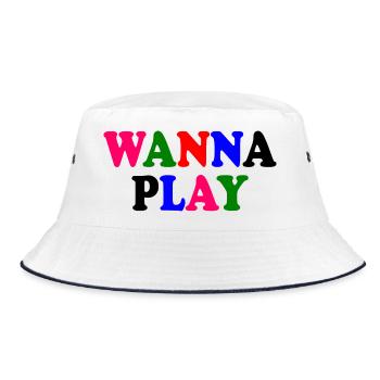 Wanna play - Bucket Hat - white/navy - Front