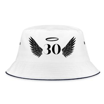 Nummer 30 Engel - Flügel zum 30. Geburtstag - Bucket Hat - Weiß/Navy - Vorne