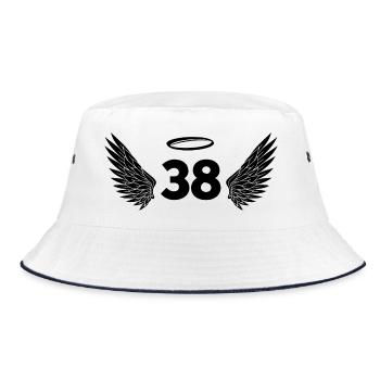 Number 38 Angel - 38th Birthday Wings - Bucket Hat - white/navy - Front