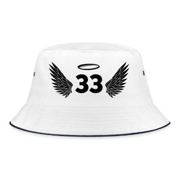 Number 33 Angel - 33rd Birthday Wings - Bucket Hat - white/navy - Front