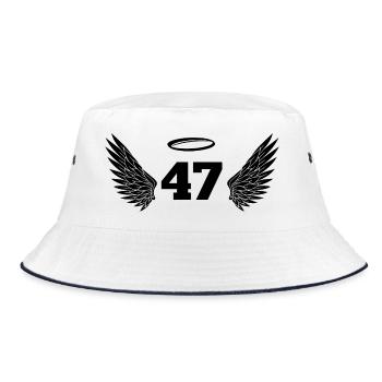 Engelszahl 47 - Flügel zum 47. Geburtstag - Bucket Hat - Weiß/Navy - Vorne