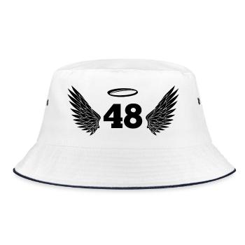Engel Zahl 48 - 48. Geburtstag Flügel - Bucket Hat - Weiß/Navy - Vorne