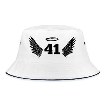 Nummer 41 Engel - Flügel zum 41. Geburtstag - Bucket Hat - Weiß/Navy - Vorne