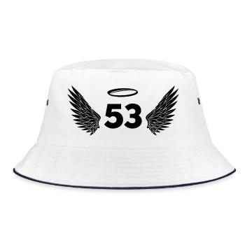 Nummer 53 Engel - Flügel zum 53. Geburtstag - Bucket Hat - Weiß/Navy - Vorne