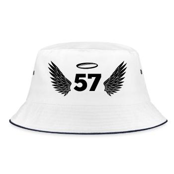 Nummer 57 Engel - Flügel zum 57. Geburtstag - Bucket Hat - Weiß/Navy - Vorne