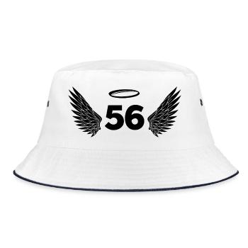 Number 56 Angel - 56th Birthday Wings - Bucket Hat - white/navy - Front