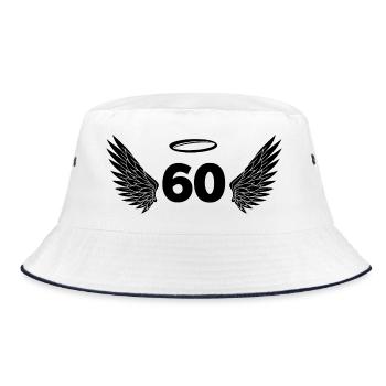 Nummer 60 Engel - Flügel zum 60. Geburtstag - Bucket Hat - Weiß/Navy - Vorne