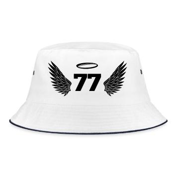 Nummer 77 Engel - Flügel zum 77. Geburtstag - Bucket Hat - Weiß/Navy - Vorne