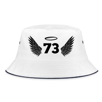 Number 73 Angel - 73rd Birthday Wings - Bucket Hat - white/navy - Front