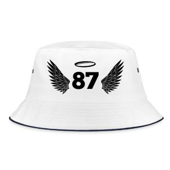 Engel Nummer 87 – Flügel zum 87. Geburtstag - Bucket Hat - Weiß/Navy - Vorne