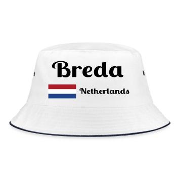Breda Niederlande - Stilvolle Drucke - Bucket Hat - Weiß/Navy - Vorne