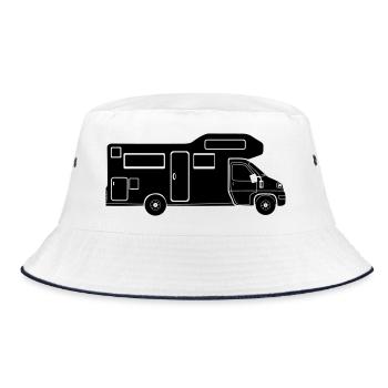 Motorhome silhouette – simple camping design - Bucket Hat - white/navy - Front