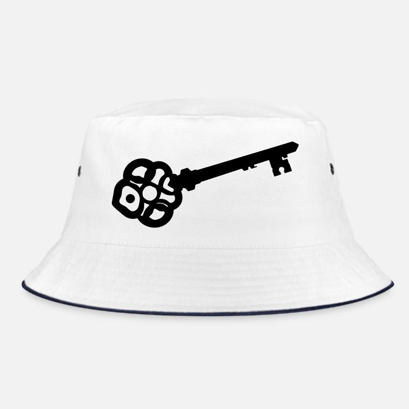 Ornate Skeleton Key Silhouette Bucket Hat