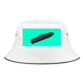 Minimalist Submarine Silhouette - Bucket Hat - white/navy - Front