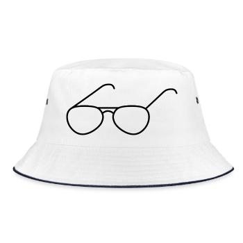 Glasses Outline Design - Bucket Hat - white/navy - Front