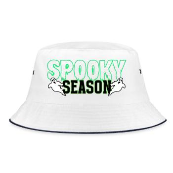 Spooky Season Ghosts Illustration - Bucket Hat - white/navy - Front