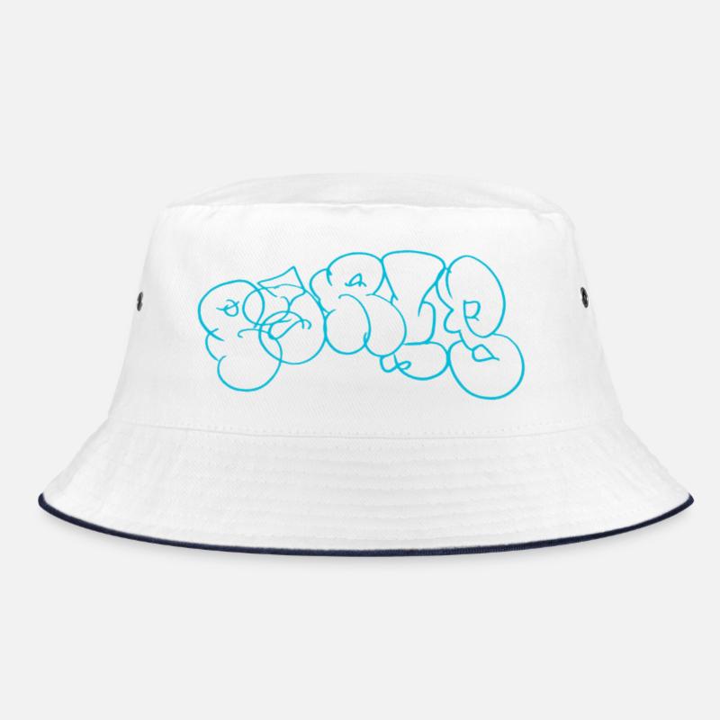 Blaues Bubble-Graffiti Muster im Paris Style Bucket Hat