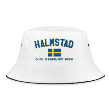 Halmstad Schwedische Flagge Thema - Bucket Hat - Weiß/Navy - Vorne